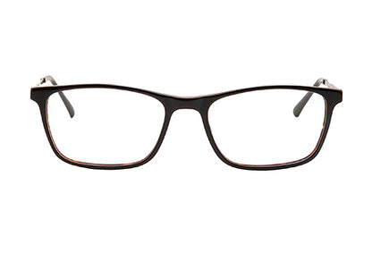 Brown Black Rectangular Acetate Frame with Metal Temple