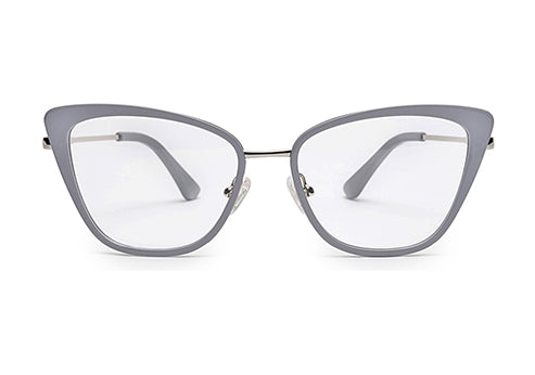 Grey Cateyes Full Rim Acetate & Metal Women Eyeglasses Frame