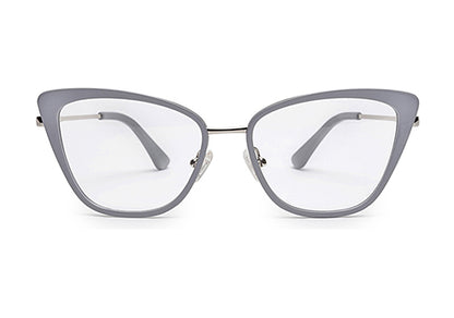 Grey Cateyes Full Rim Acetate & Metal Women Eyeglasses Frame