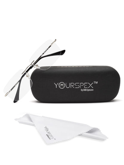 Rimless Silver Rectangle Spectacles Frames