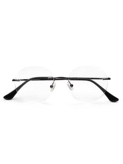 Rimless Black Round Spectacle Frames