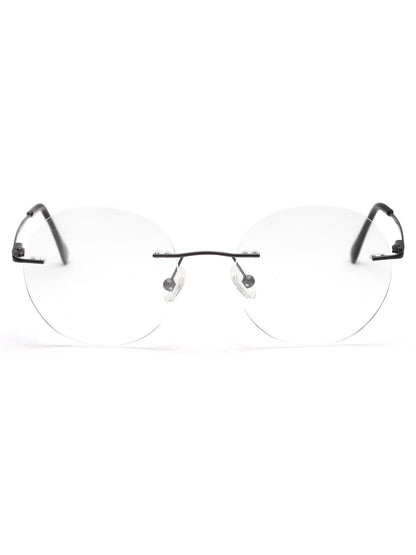 Rimless Black Round Spectacle Frames