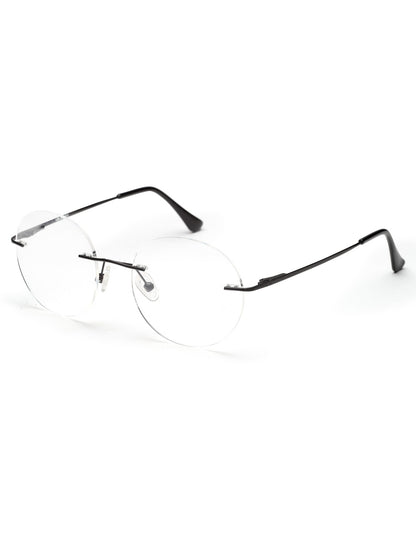 Rimless Black Round Spectacle Frames