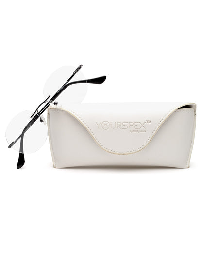 Rimless Black Round Spectacle Frames
