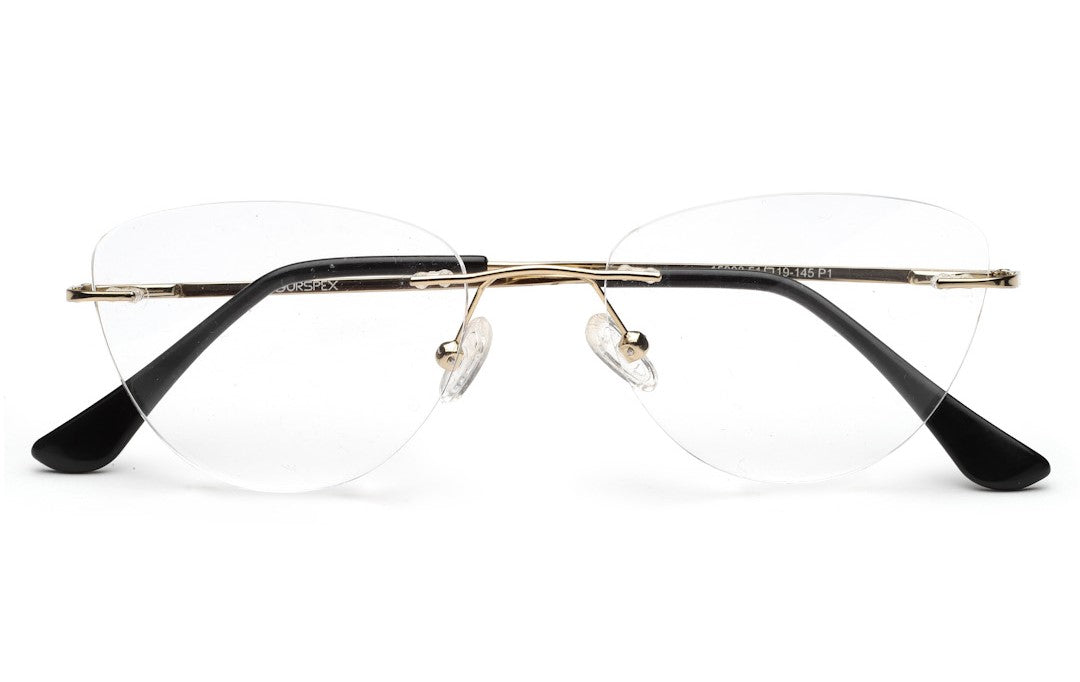Rimless Golden Cateye Spectacles