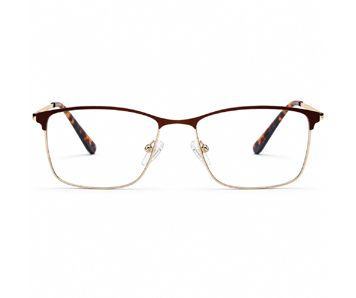 Brown Gold Tort Rectangle Eyeglasses for Men
