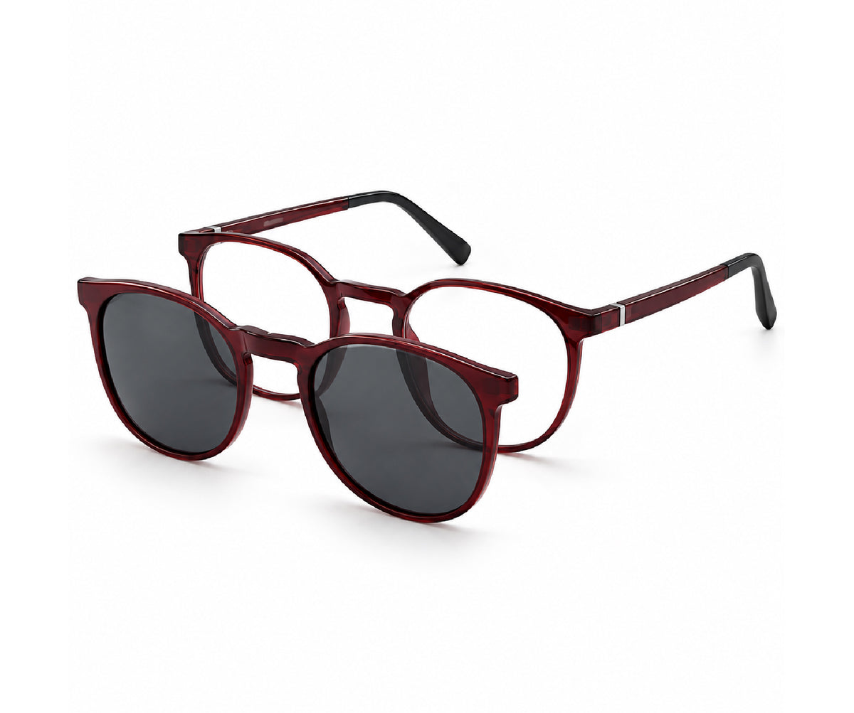 Wine Oval Clip-on Eyeglasses for Men and Women