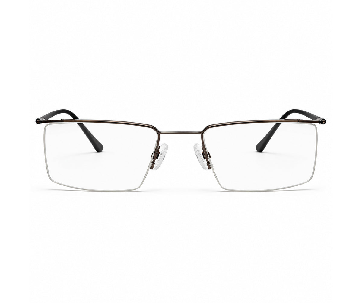 Copper Brown Rectangular Half - Rim Metal Glasses Frames for Men