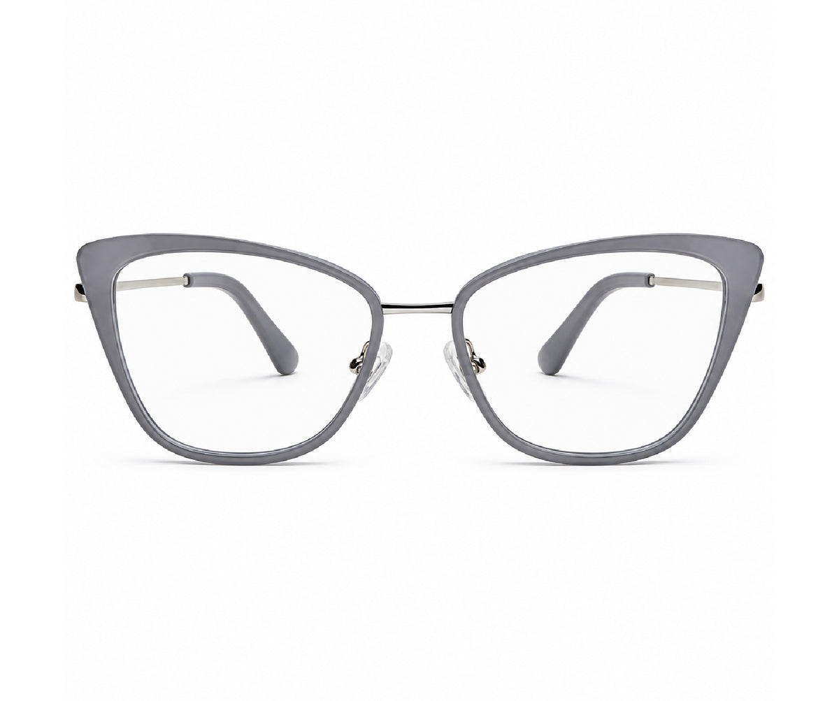Grey Cateyes Full Rim Acetate & Metal Women Eyeglasses Frame