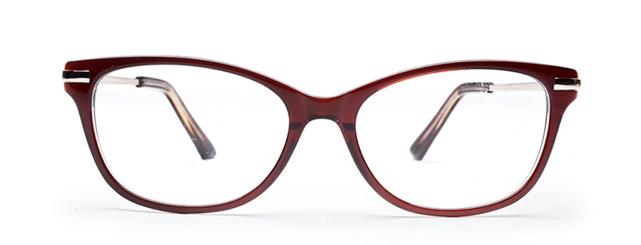 Brown Cateyes Full Rim Acetate Metal Frame for Ladies