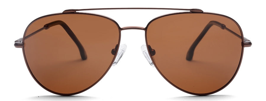 Brown Aviator Full Rim Metal Sunglasses