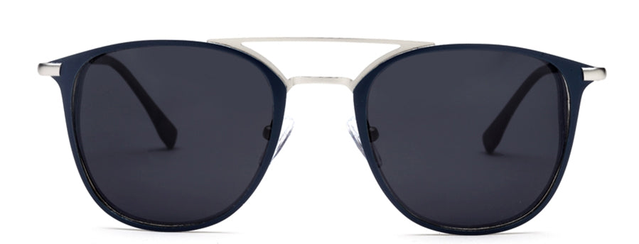 Blue/Silver Wayfarer Full Rim Metal Sunglasses