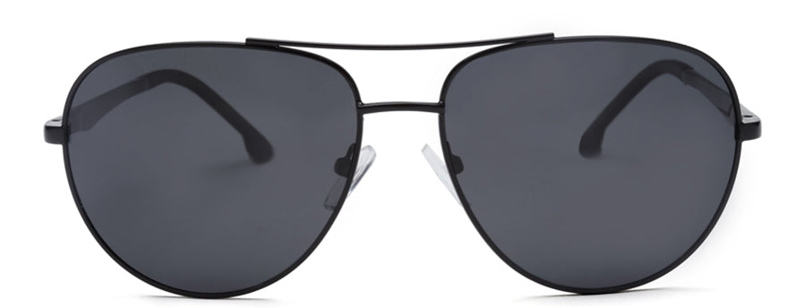 Black Aviator Full Rim Metal Sunglasses