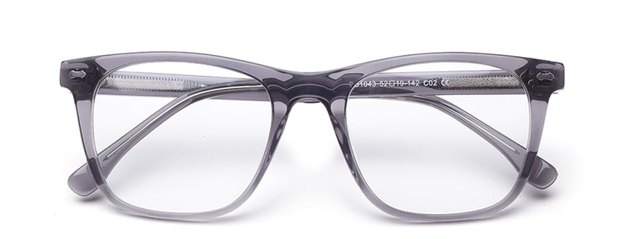 Transparent Grey Square Full Rim Acetate Frame for Men