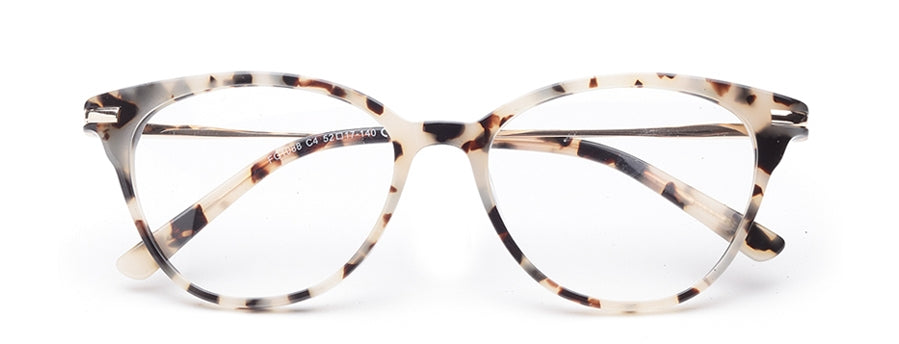 Snow Leopard Cateyes Full Rim Acetate Metal Frame for Women