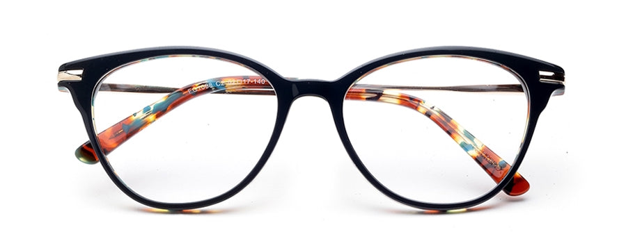 Brown/Multi Tort Cateyes Full Rim Acetate Metal Eyeglass Frame for Women