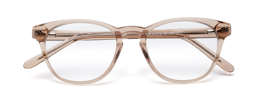 Transparent Light Brown Cat Eye Glasses Frames with Full Rim Acetate