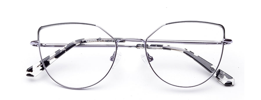 Silver Cateyes Full Rim Metal Spectacles Frames for Women