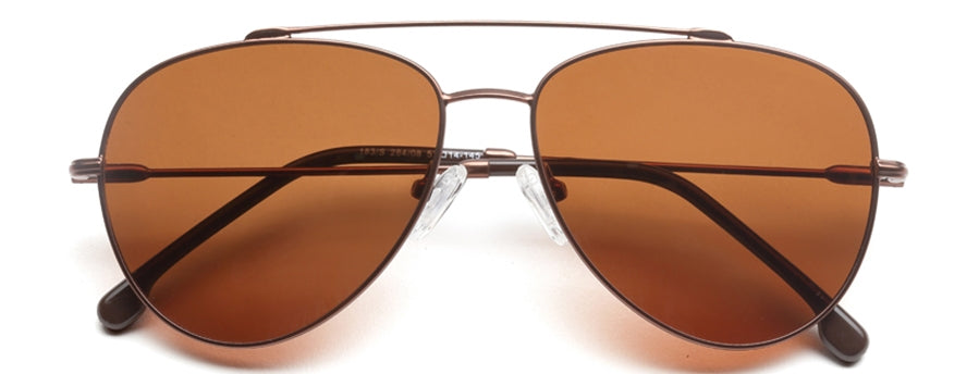 Brown Aviator Full Rim Metal Sunglasses