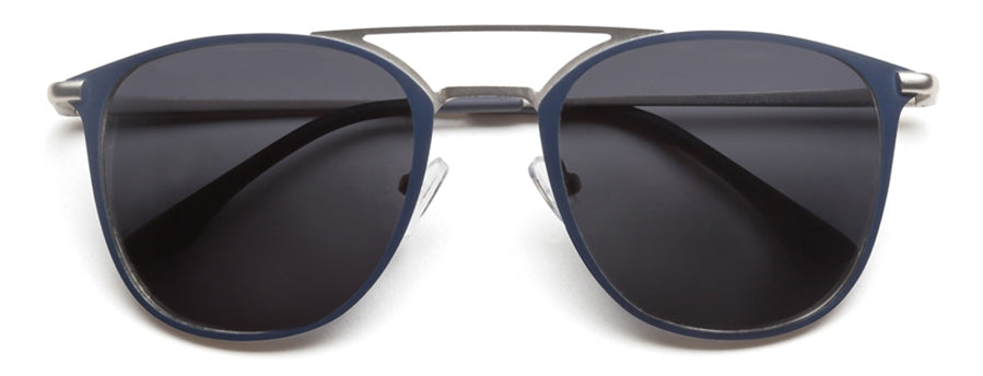 Blue/Silver Wayfarer Full Rim Metal Sunglasses