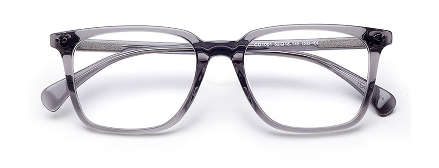 Grey Glossy Square Full Rim Acetate Glasses Frames for Men