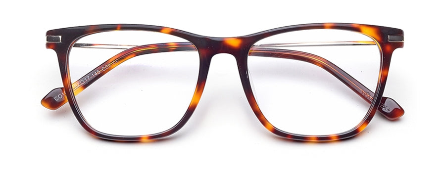 Brown Tort Square Full Rim Acetate Metal Frame for Men