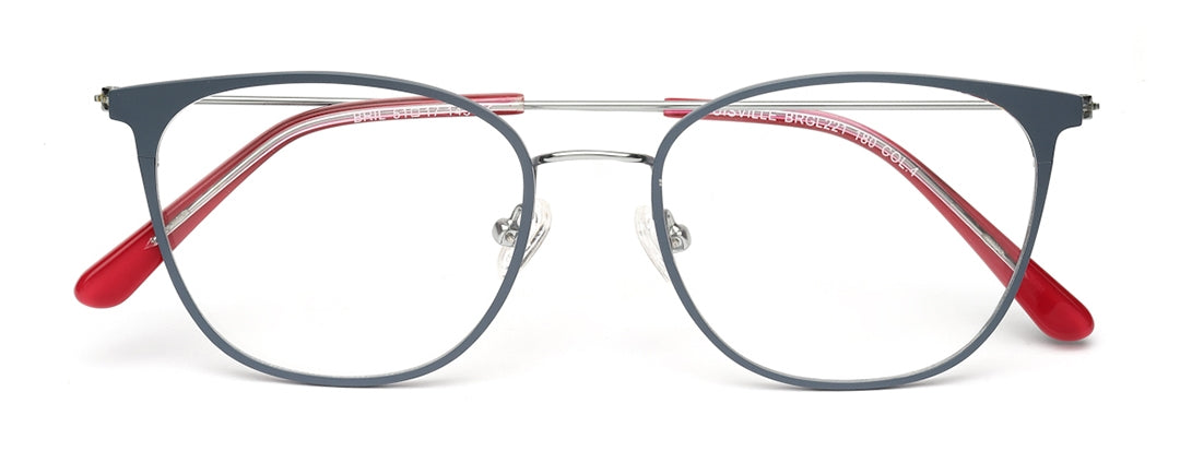 Stylish Grey Oval Frame with Red Temple