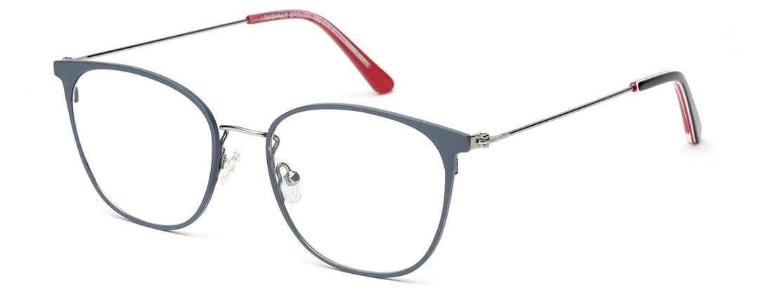 Stylish Grey Oval Frame with Red Temple