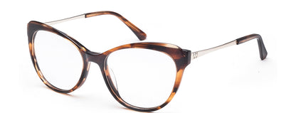 Brown Cateyes Full Rim Acetate Metal Spectacles Frames for Ladies