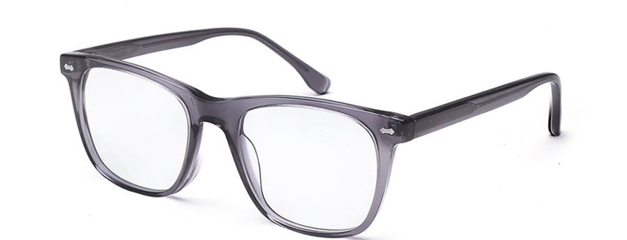 Transparent Grey Square Full Rim Acetate Frame for Men