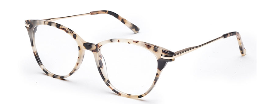 Snow Leopard Cateyes Full Rim Acetate Metal Frame for Women