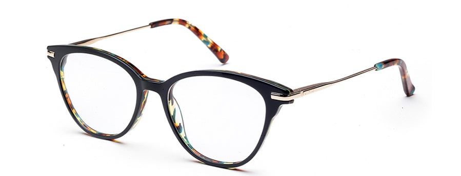 Brown/Multi Tort Cateyes Full Rim Acetate Metal Eyeglass Frame for Women