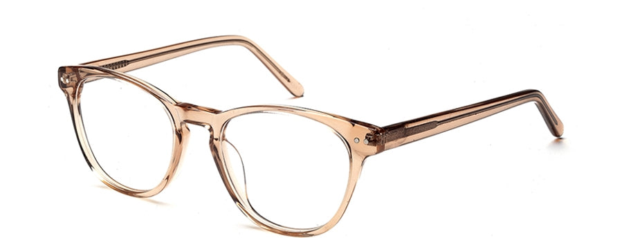 Transparent Light Brown Cat Eye Glasses Frames with Full Rim Acetate