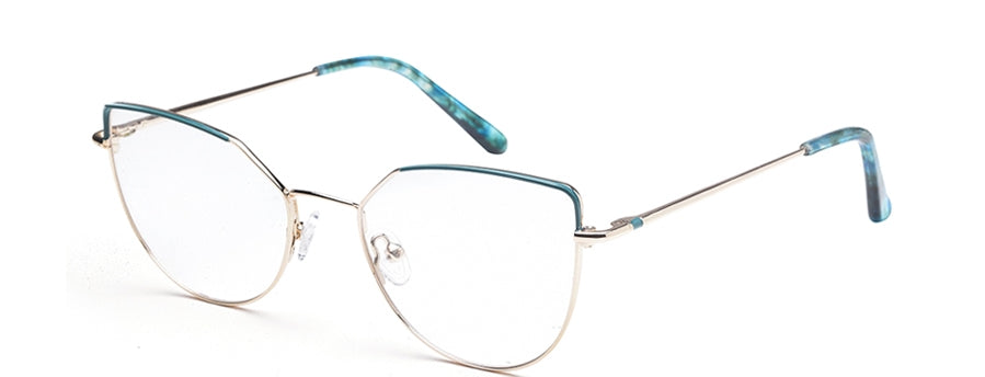 Gold Cateyes Full Rim Metal Women Spectacles Frames