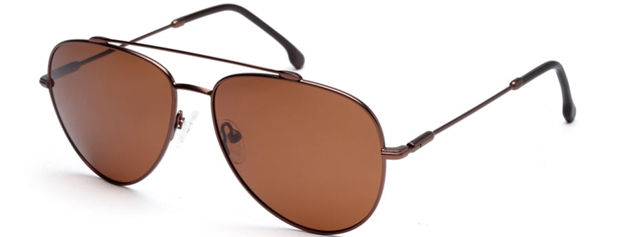 Brown Aviator Full Rim Metal Sunglasses