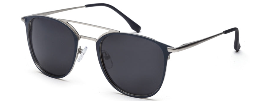 Blue/Silver Wayfarer Full Rim Metal Sunglasses