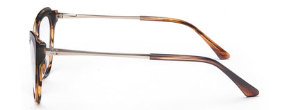Brown Cateyes Full Rim Acetate Metal Spectacles Frames for Ladies