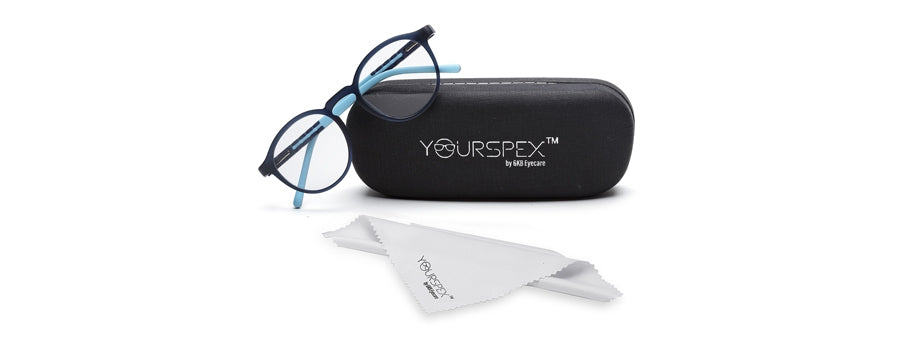 Blue Oval Shape Glasses Frame Case