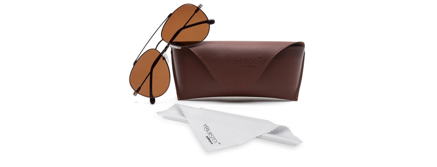 Brown Aviator Full Rim Metal Sunglasses