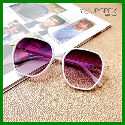 White Oval UV Sunglass for Women