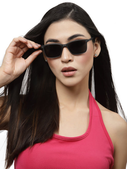 Black Matte Rectangle Clip-On Eyeglasses for Men and Women