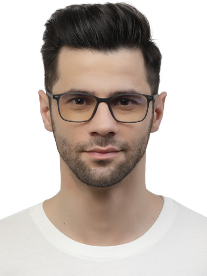 Black Matte Rectangle Clip-On Eyeglasses for Men and Women