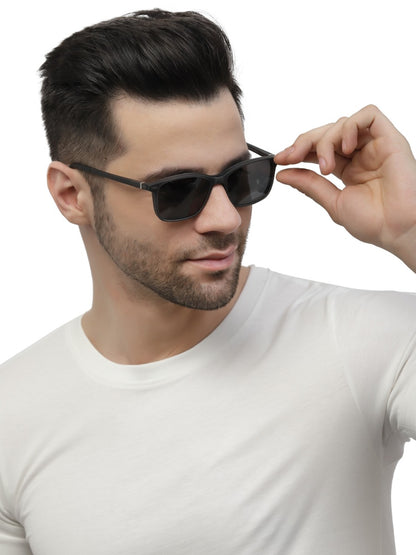 Black Matte Rectangle Clip-On Eyeglasses for Men and Women