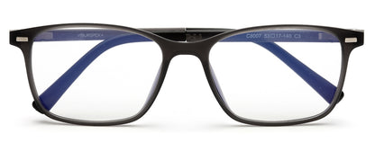 Black Matte Rectangle Clip-On Eyeglasses for Men and Women