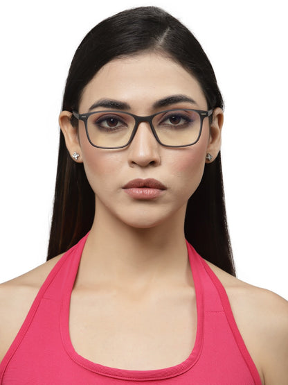 Black Matte Rectangle Clip-On Eyeglasses for Men and Women