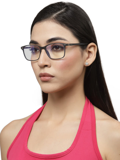 Black Matte Rectangle Clip-On Eyeglasses for Men and Women