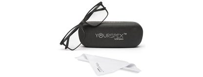 Black Matte YourSpex Flex Rectangle Eyeglass for Men