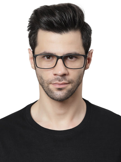 Black Matte YourSpex Flex Rectangle Eyeglass for Men