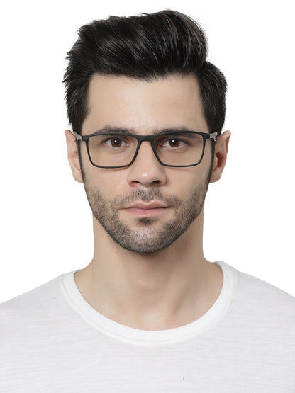 Black Matte YourSpex Flex Rectangle Eyeglass for Men
