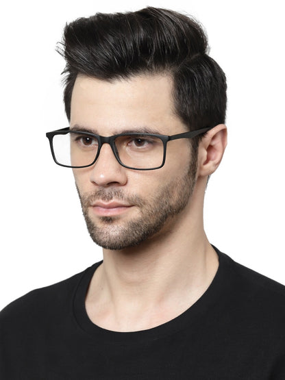 Black Matte YourSpex Flex Rectangle Eyeglass for Men